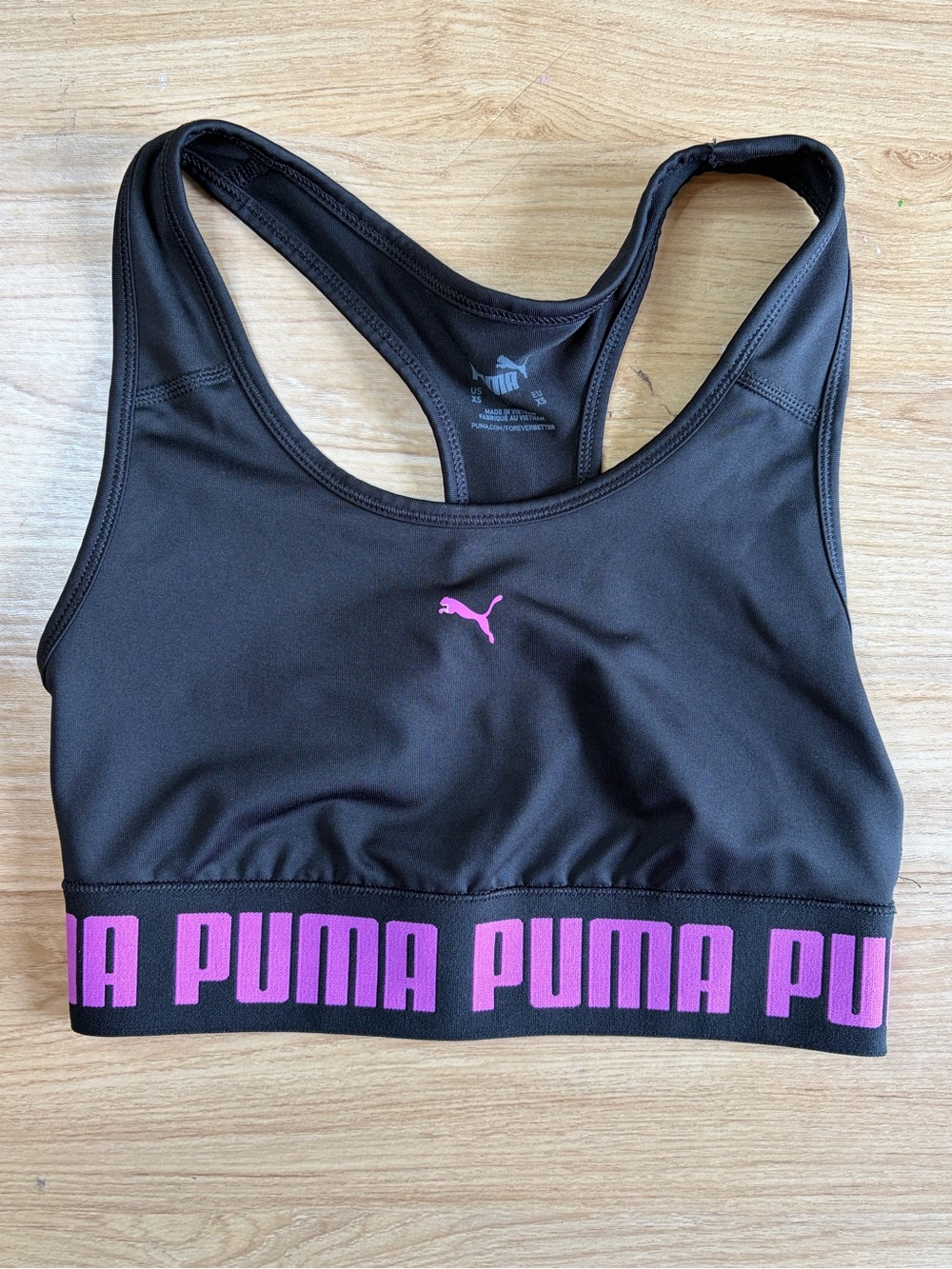 Puma Black & Purple Sports Bra XS Racerback Like New